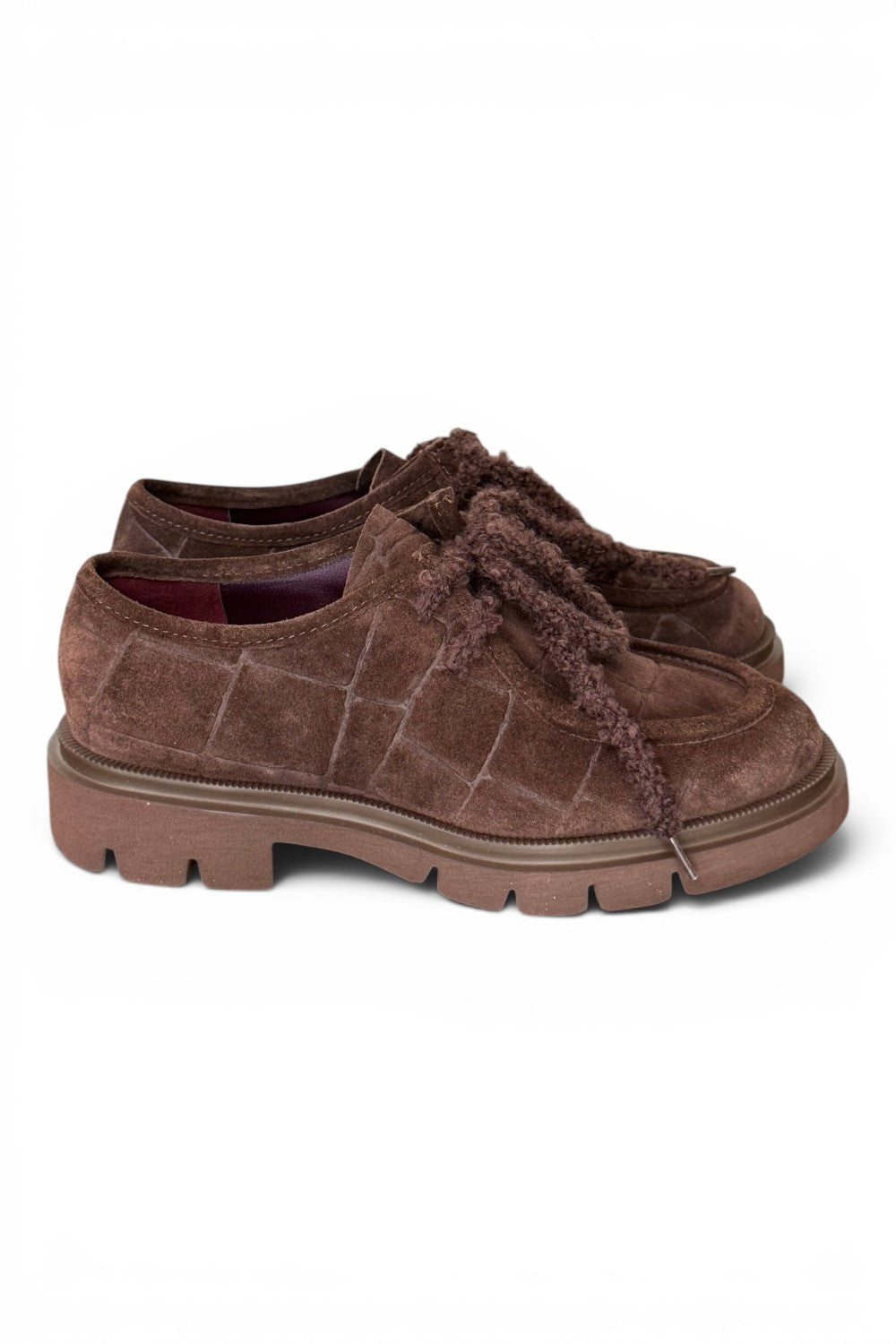 Allacciato ingegnere donna in suede moro Lorenzo Mari<BR/> 