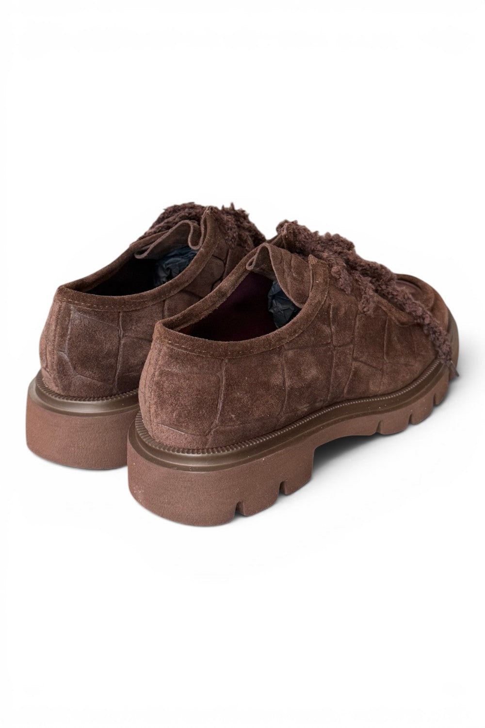 Allacciato ingegnere donna in suede moro Lorenzo Mari<BR/> 