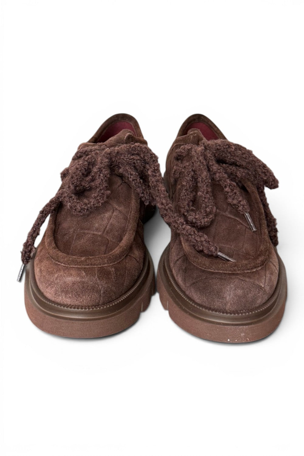 Allacciato ingegnere donna in suede moro Lorenzo Mari<BR/> 
