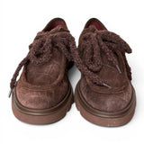 Allacciato ingegnere donna in suede moro Lorenzo Mari<BR/> 