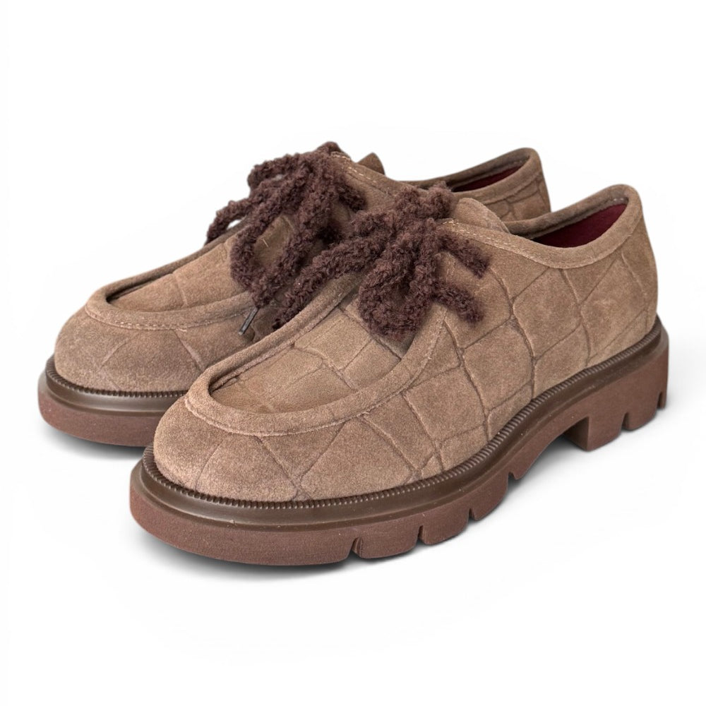 Allacciato ingegnere donna in suede taupe Lorenzo Mari<BR/> 