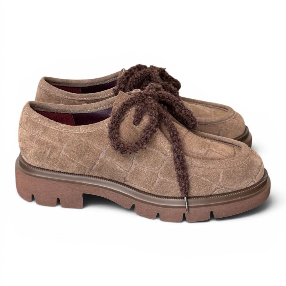 Allacciato ingegnere donna in suede taupe Lorenzo Mari<BR/> 