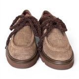 Allacciato ingegnere donna in suede taupe Lorenzo Mari<BR/> 