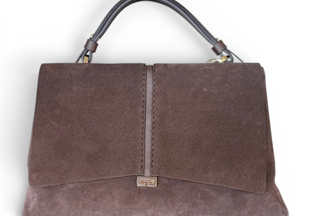 Borsa patta Kendall media suede cioccolato Loristella<BR/> 
