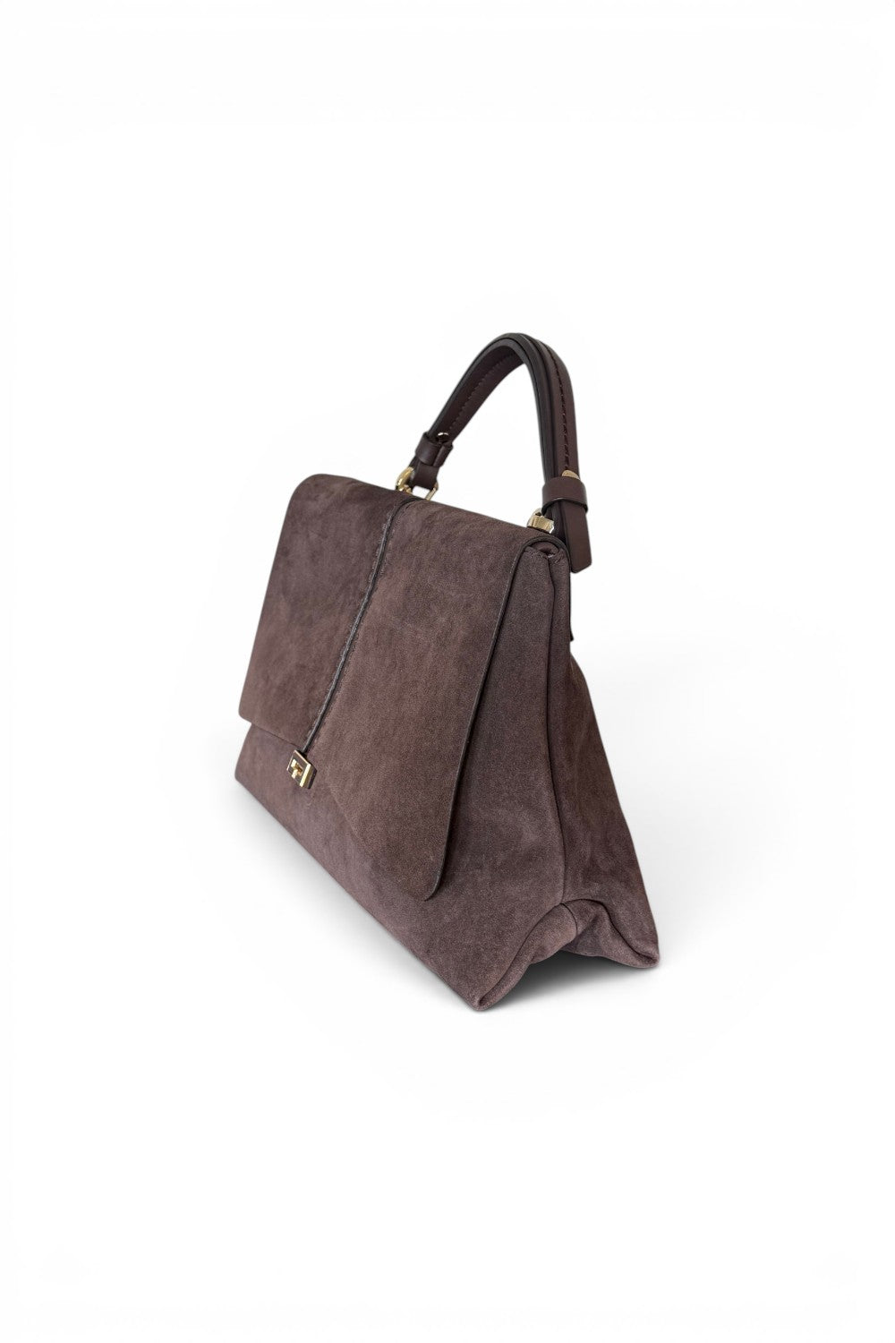 Borsa patta Kendall media suede cioccolato Loristella<BR/> 