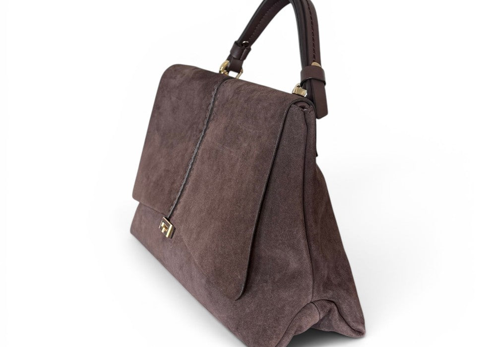 Borsa patta Kendall media suede cioccolato Loristella<BR/> 