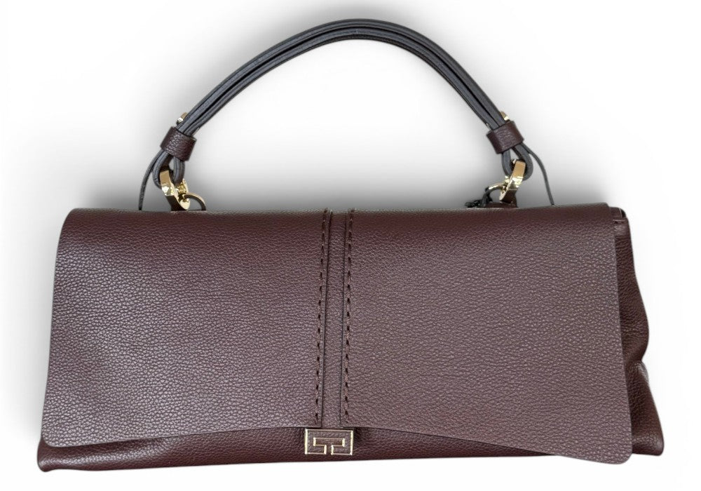 Borsa patta Kendall orizz pelle cioccolato Loristella<BR/> 