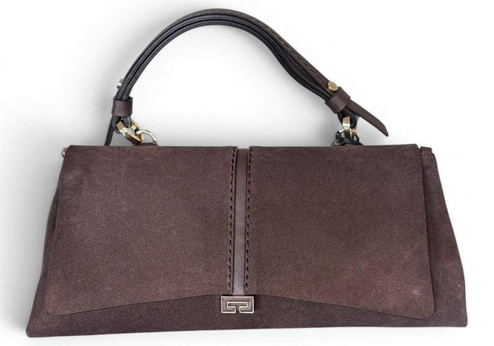 Borsa patta Kendall orizz suede cioccolato Loristella<BR/> 