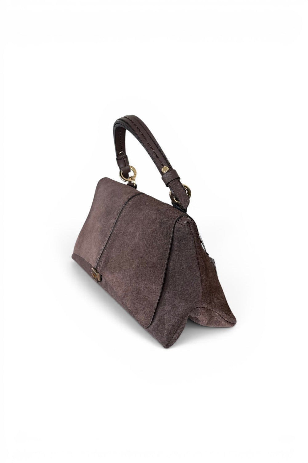Borsa patta Kendall orizz suede cioccolato Loristella<BR/> 