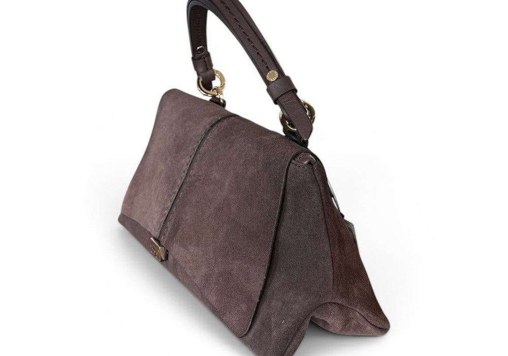 Borsa patta Kendall orizz suede cioccolato Loristella<BR/> 