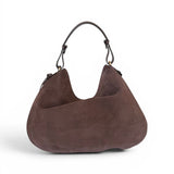Borsa 1/2 luna Carola suede cioccolato Loristella<BR/> 
