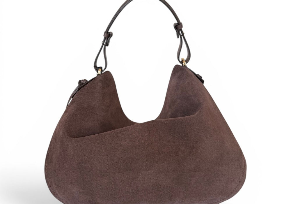Borsa 1/2 luna Carola suede cioccolato Loristella<BR/> 
