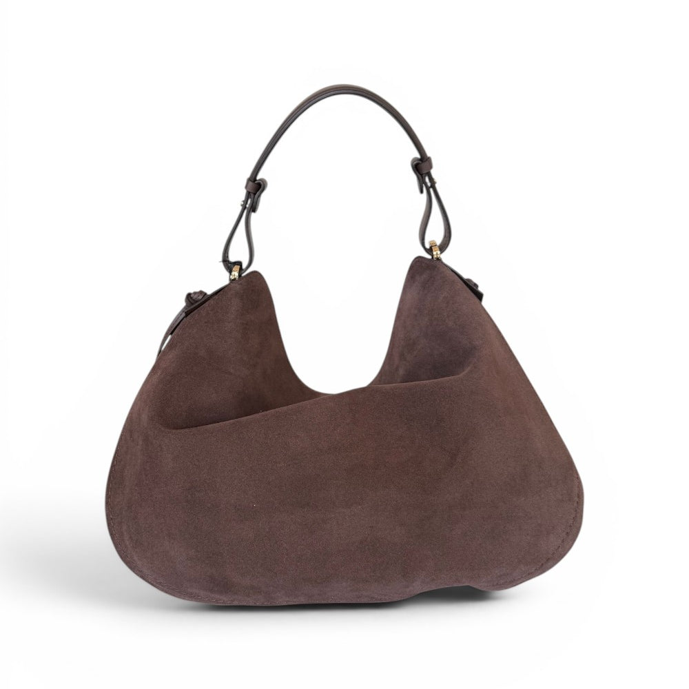 Borsa 1/2 luna Carola suede cioccolato Loristella<BR/> 