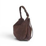 Borsa 1/2 luna Carola suede cioccolato Loristella<BR/> 