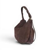 Borsa 1/2 luna Carola suede cioccolato Loristella<BR/> 