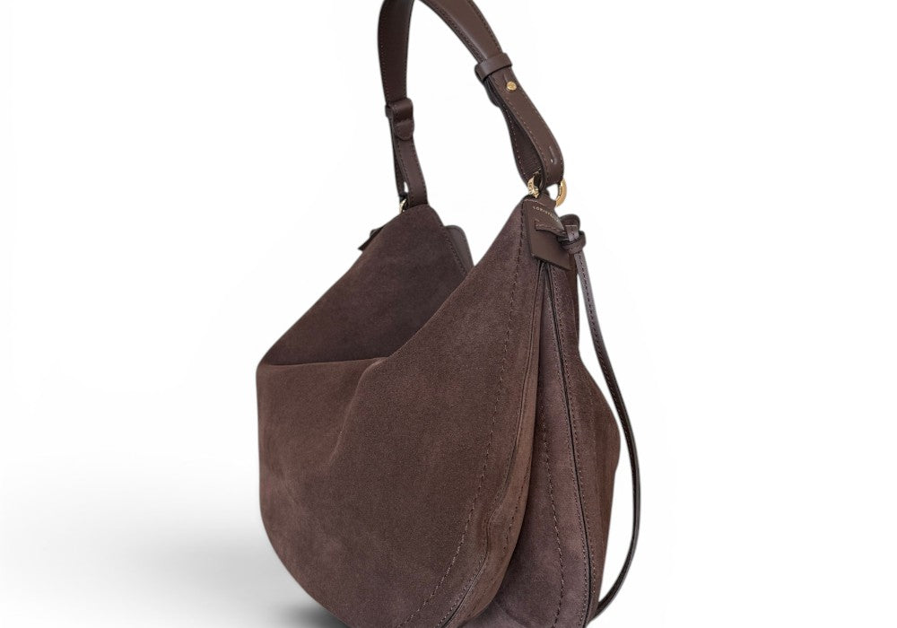 Borsa 1/2 luna Carola suede cioccolato Loristella<BR/> 