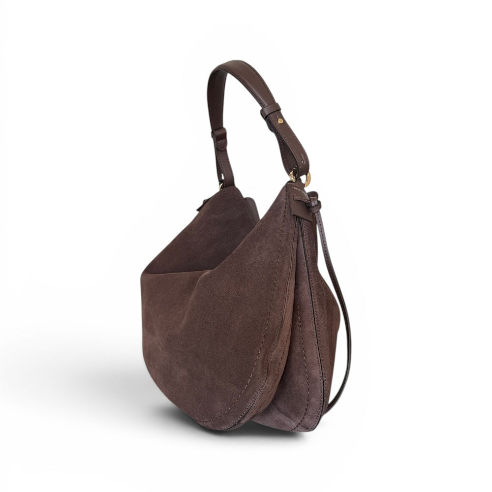Borsa 1/2 luna Carola suede cioccolato Loristella<BR/> 