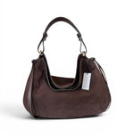 Borsa 1/2 luna Carola suede cioccolato Loristella<BR/> 