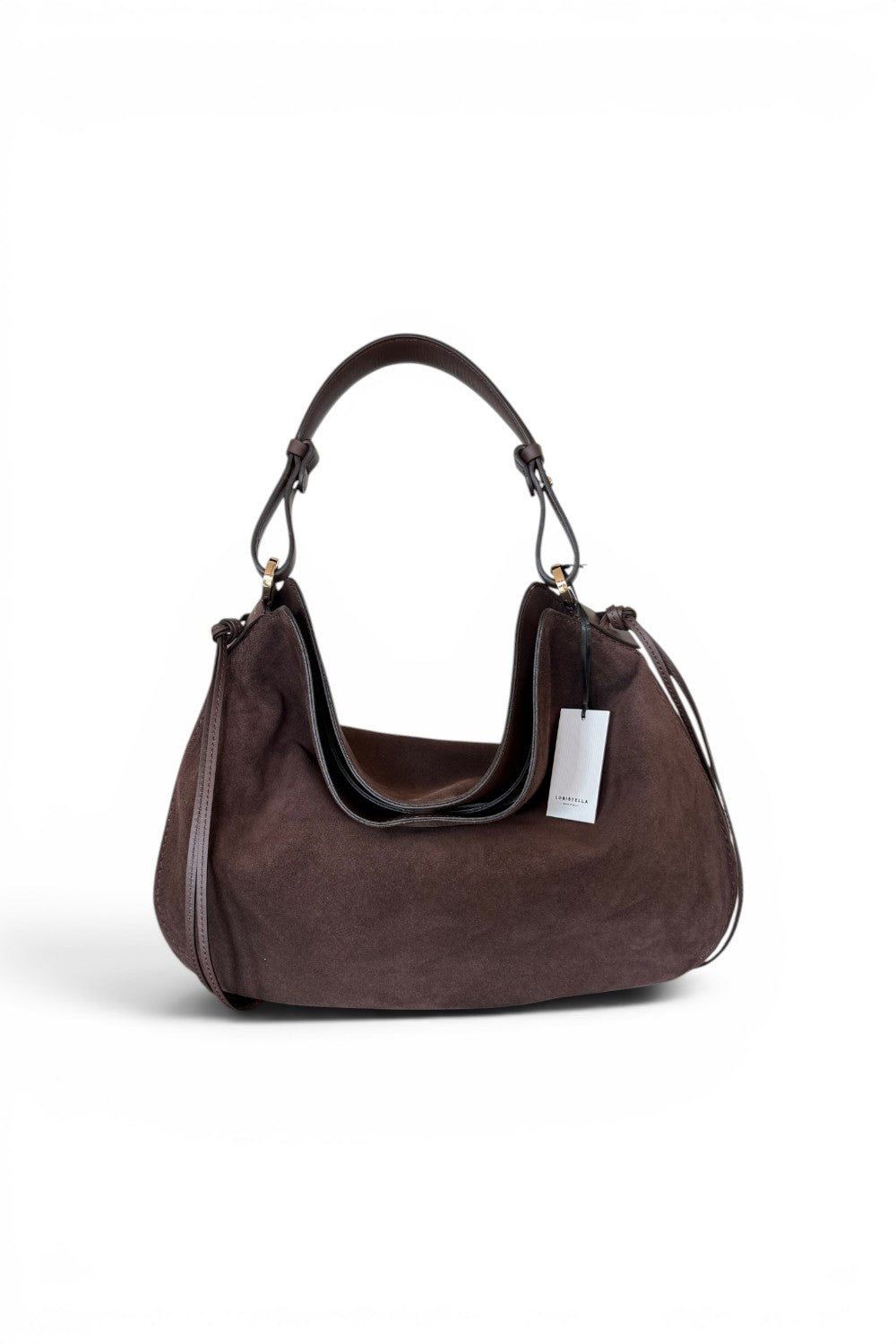 Borsa 1/2 luna Carola suede cioccolato Loristella<BR/> 