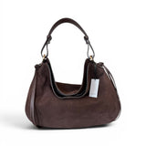 Borsa 1/2 luna Carola suede cioccolato Loristella<BR/> 