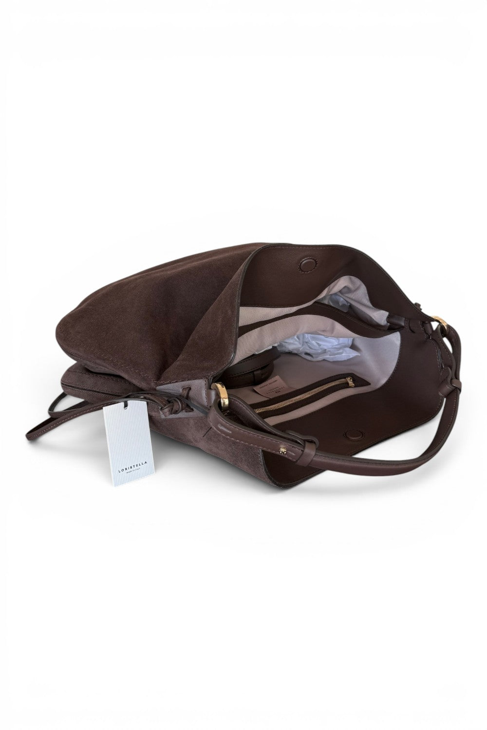 Borsa 1/2 luna Carola suede cioccolato Loristella<BR/> 