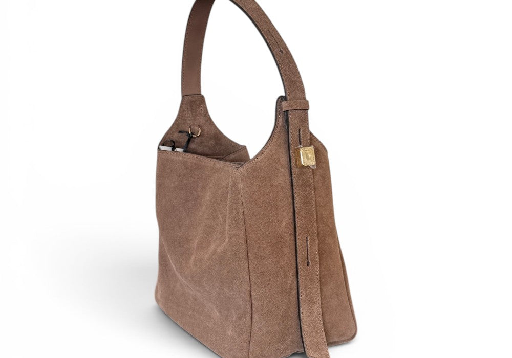 Borsa secchiello suede taupe Loristella<BR/> 