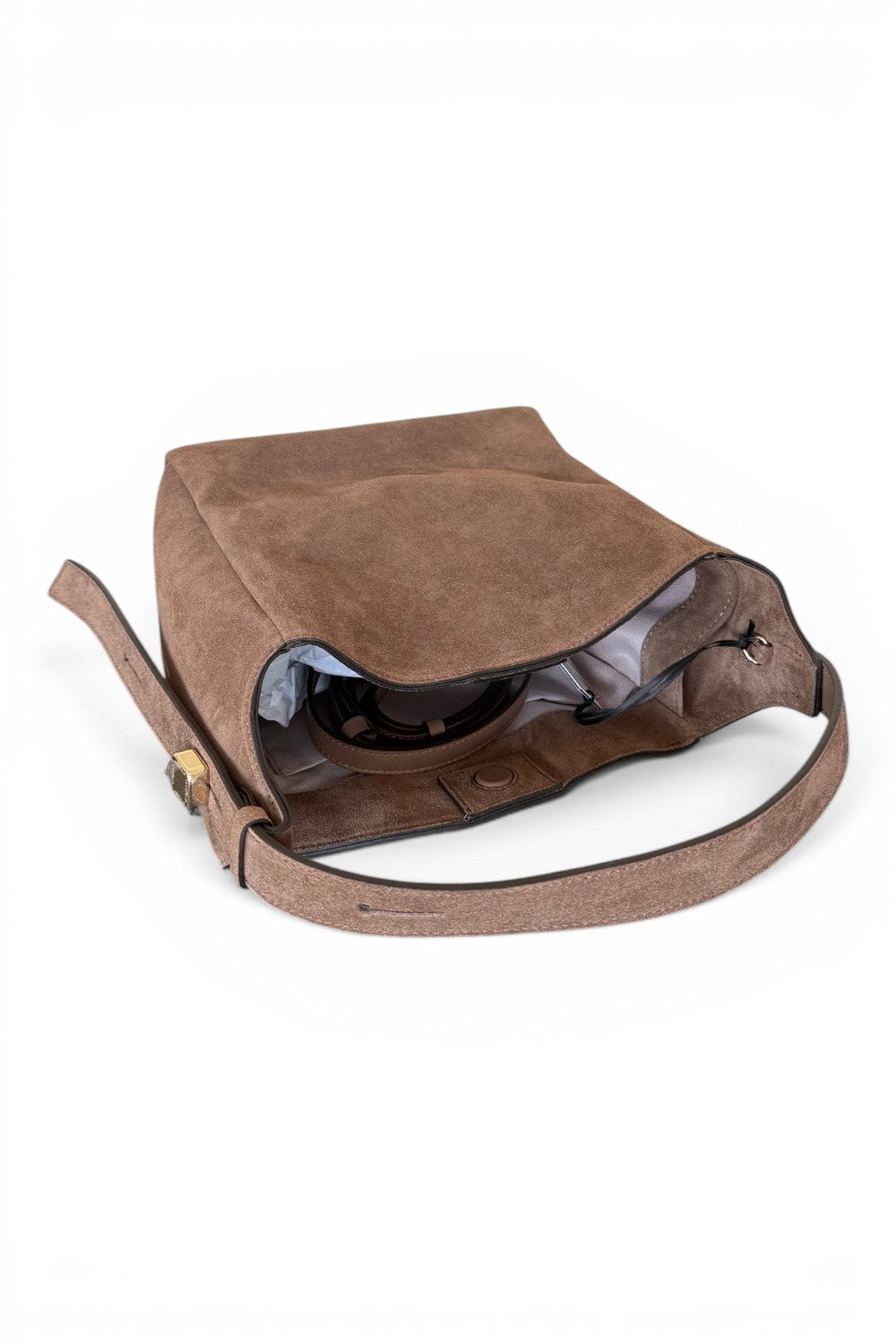 Borsa secchiello suede taupe Loristella<BR/> 