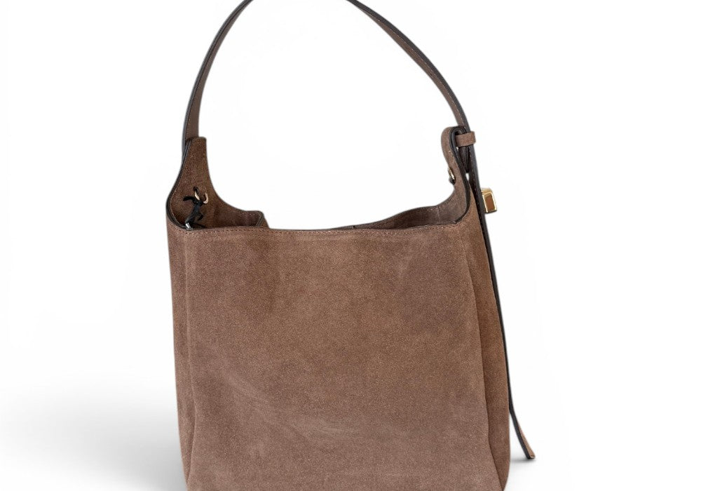 Borsa secchiello suede taupe Loristella<BR/> 
