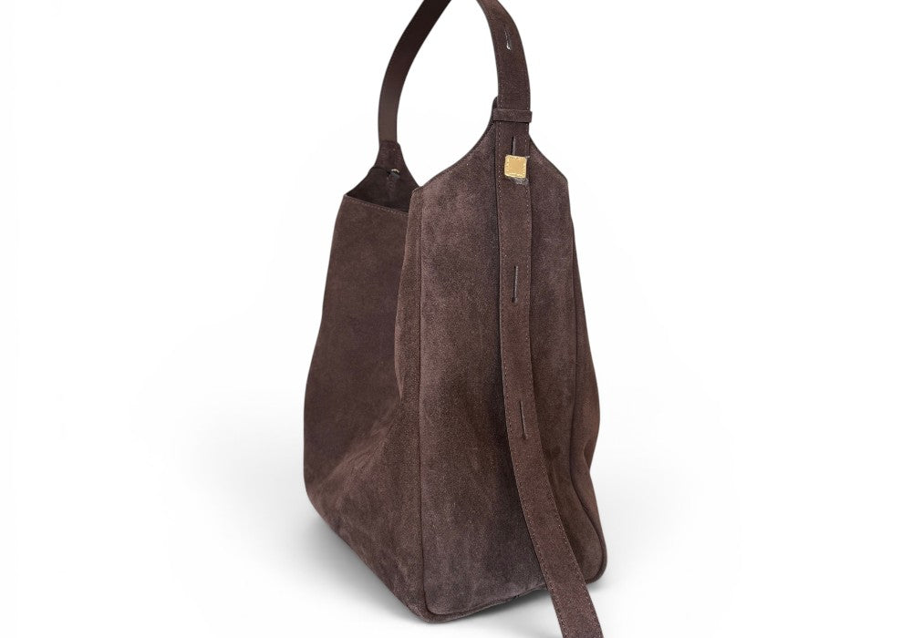 Borsa secchiello grande suede cioccolato Loristella<BR/> 