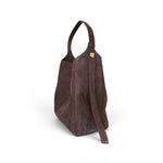 Borsa secchiello grande suede cioccolato Loristella<BR/> 