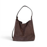 Borsa secchiello grande suede cioccolato Loristella<BR/> 