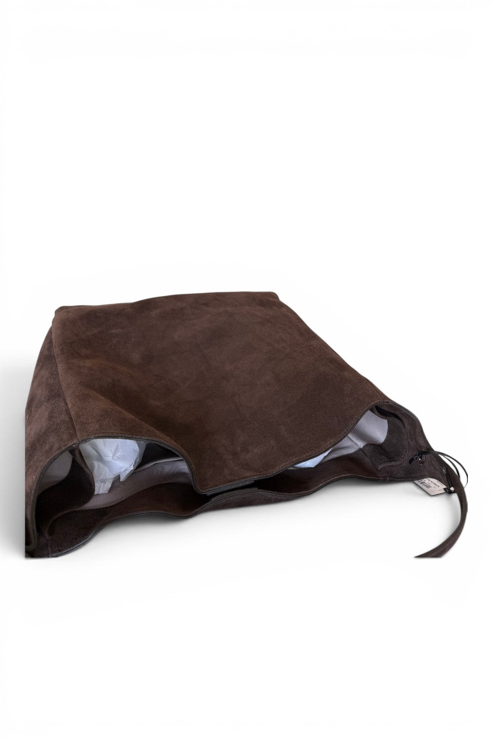 Borsa secchiello grande suede cioccolato Loristella<BR/> 