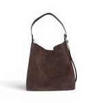 Borsa secchiello grande suede cioccolato Loristella<BR/> 
