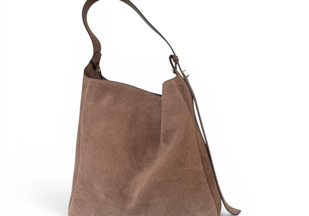 Borsa secchiello grande suede taupe Loristella<BR/> 