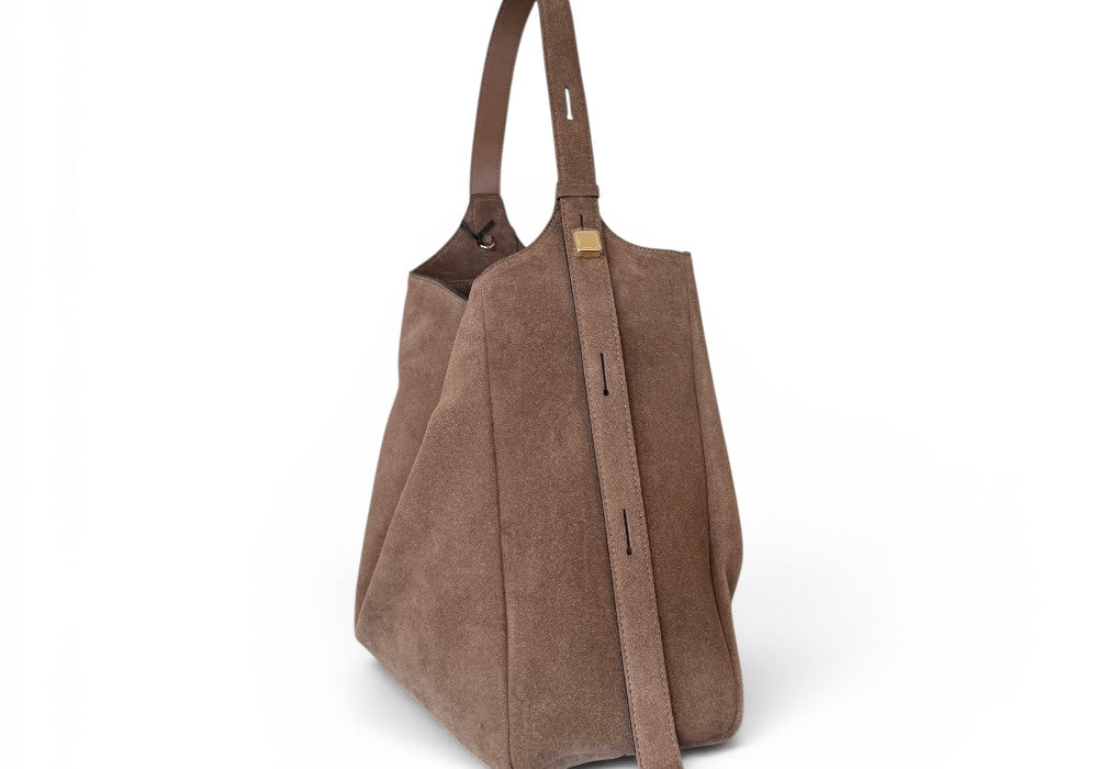 Borsa secchiello grande suede taupe Loristella<BR/> 