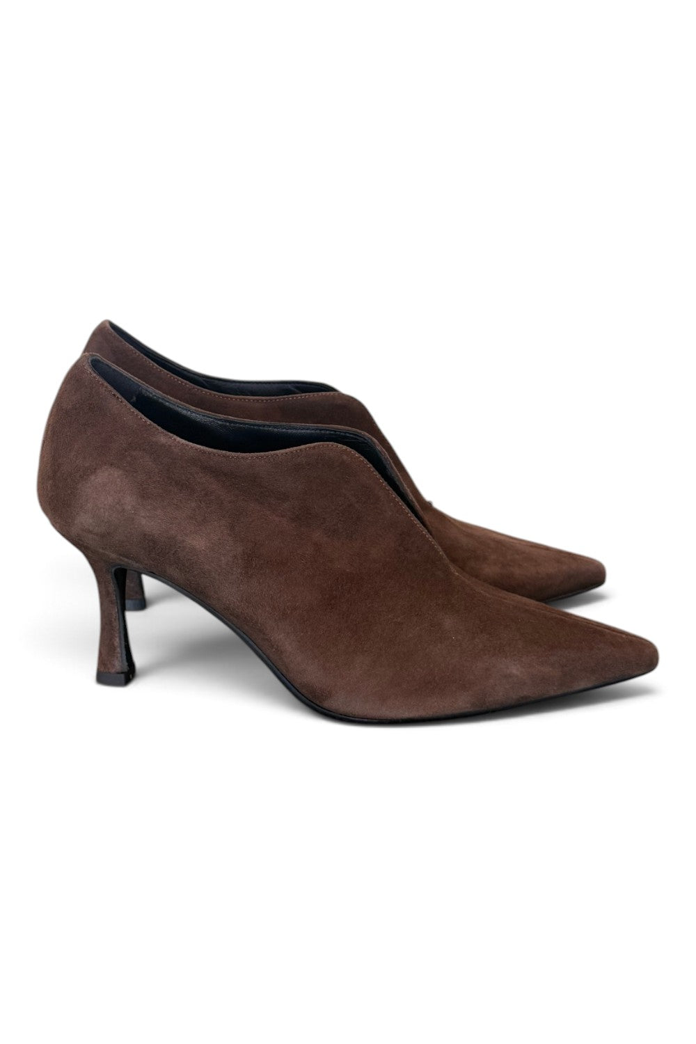 Scarpa accollata scollo V suede ebano tc 70 Matteo Pitti 