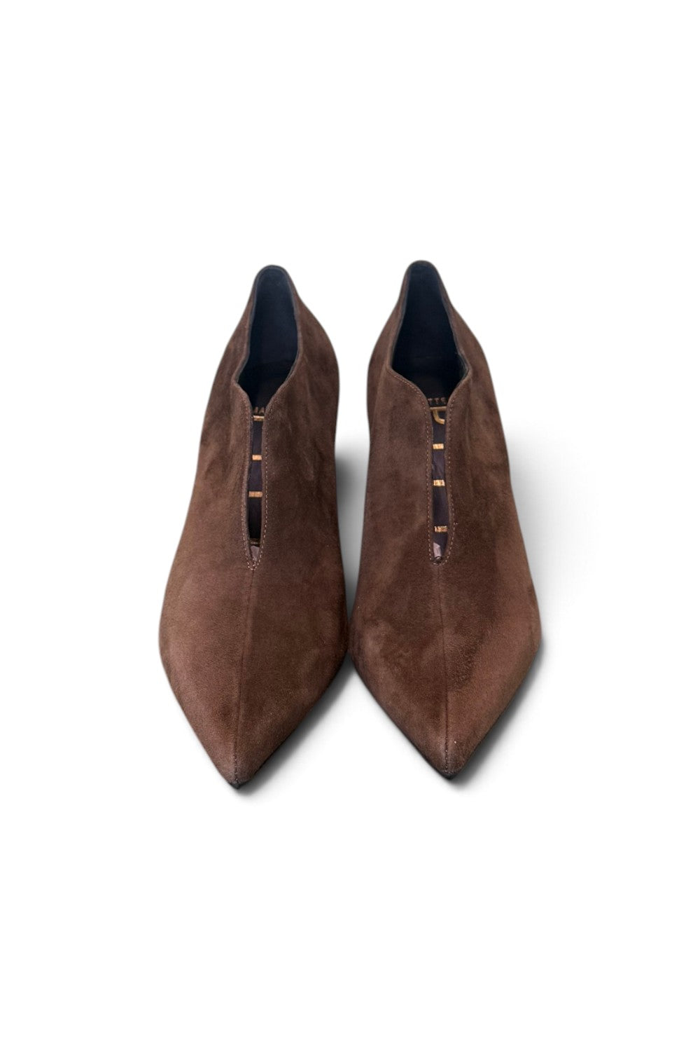 Scarpa accollata scollo V suede ebano tc 70 Matteo Pitti 
