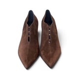 Scarpa accollata scollo V suede ebano tc 70 Matteo Pitti 