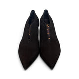 Scarpa accollata scollo V suede nero tc 70 Matteo Pitti 
