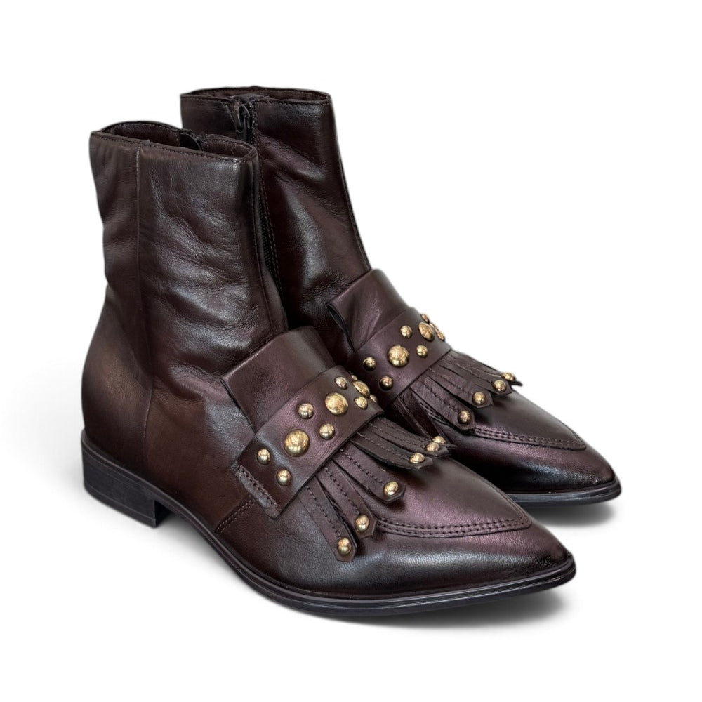 Stivaletto donna frangia pelle moka Mjus<BR/> 