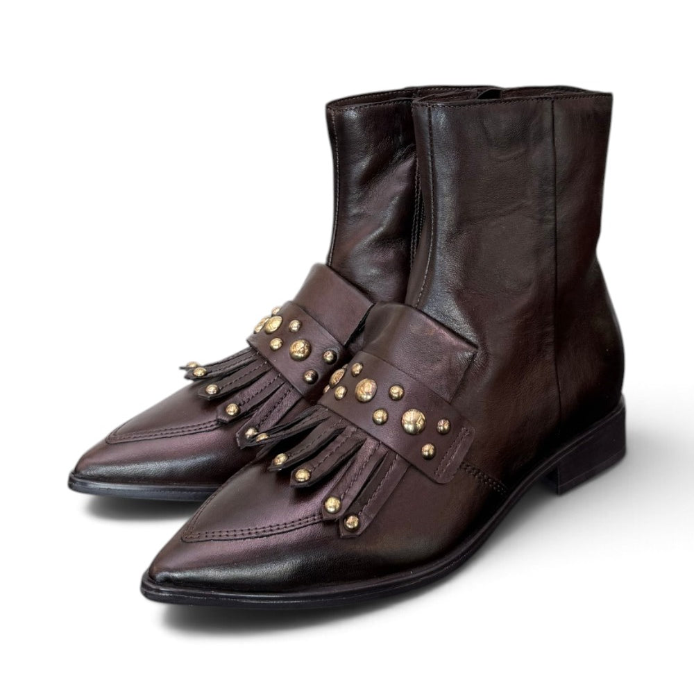 Stivaletto donna frangia pelle moka Mjus<BR/> 