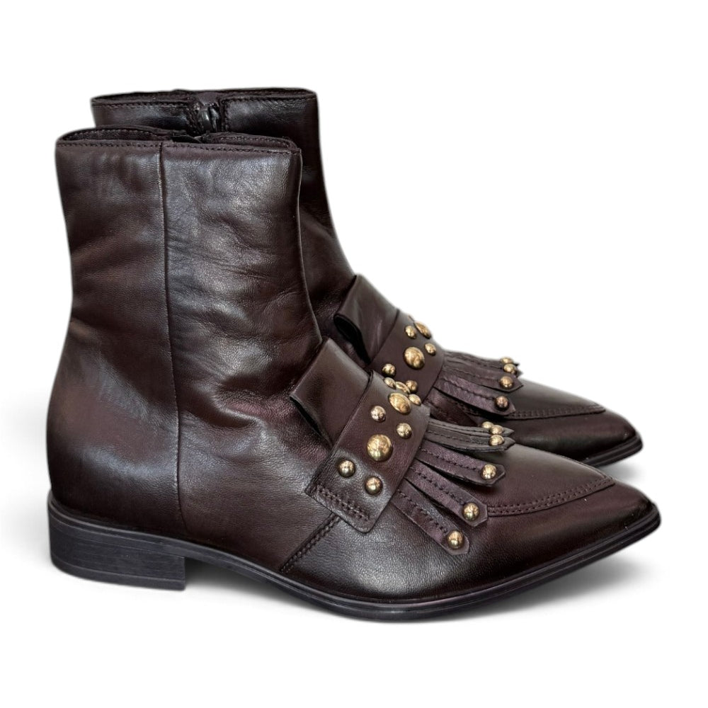 Stivaletto donna frangia pelle moka Mjus<BR/> 