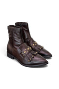 Stivaletto donna frangia pelle moka Mjus