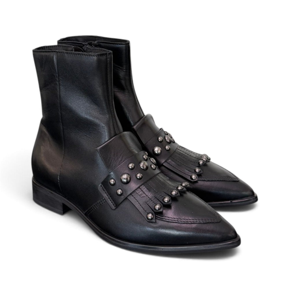Stivaletto donna frangia pelle nera Mjus<BR/> 