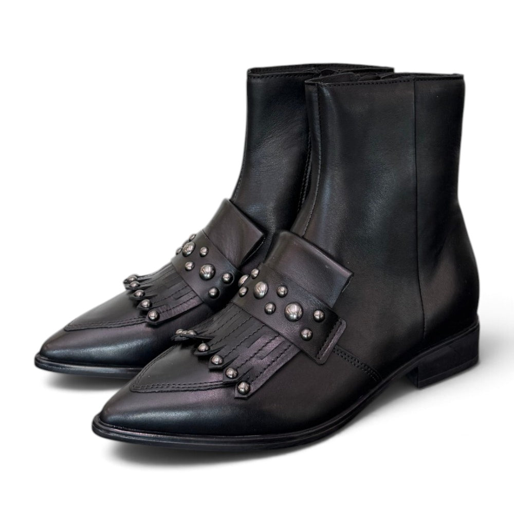 Stivaletto donna frangia pelle nera Mjus<BR/> 