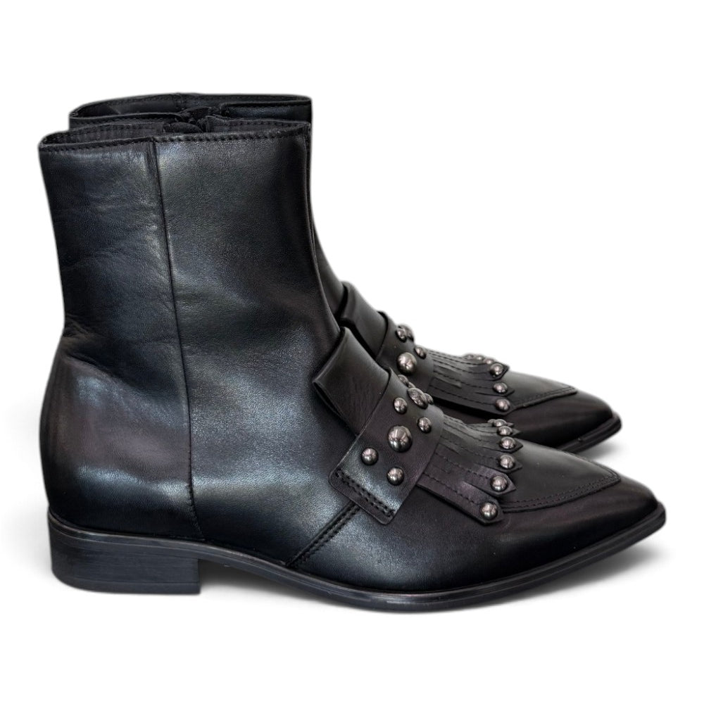 Stivaletto donna frangia pelle nera Mjus<BR/> 
