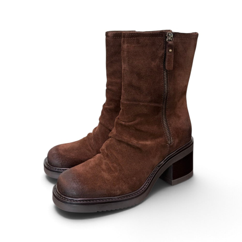Stivaletto arricciato suede marrone Mjus<BR/> 