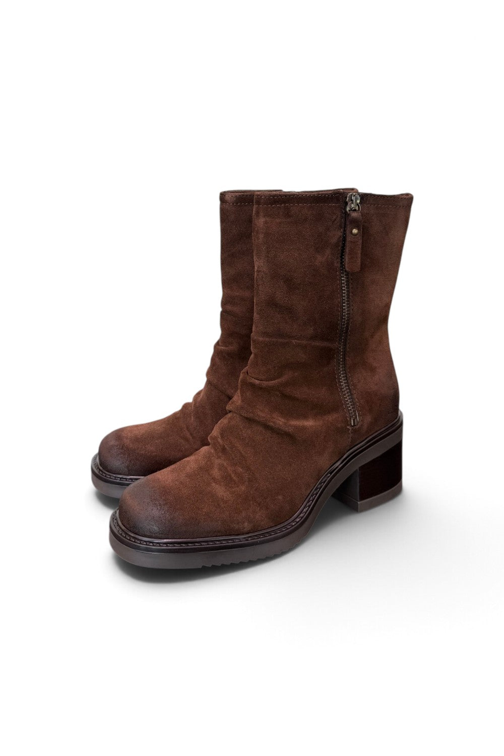 Stivaletto arricciato suede marrone Mjus<BR/> 