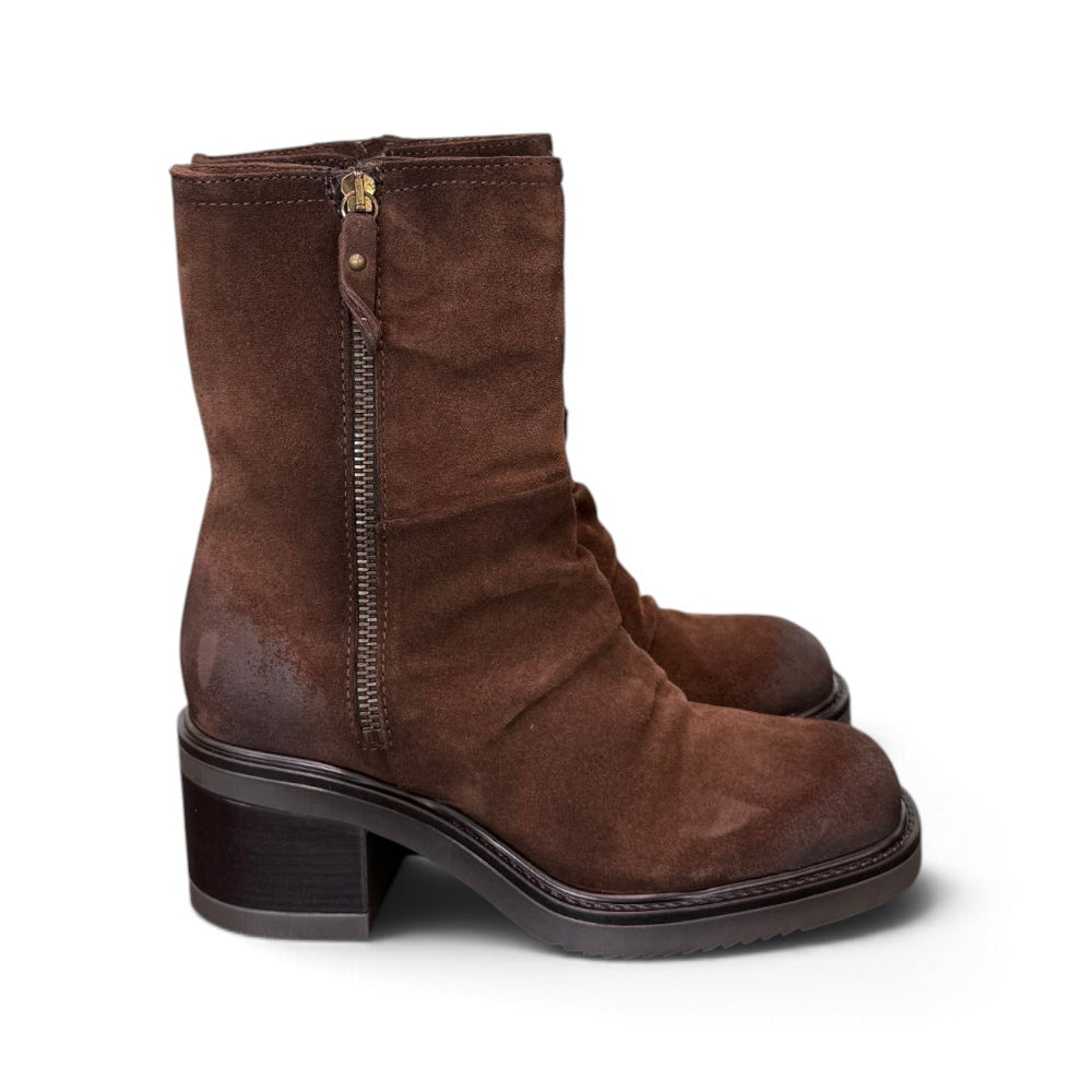 Stivaletto arricciato suede marrone Mjus<BR/> 