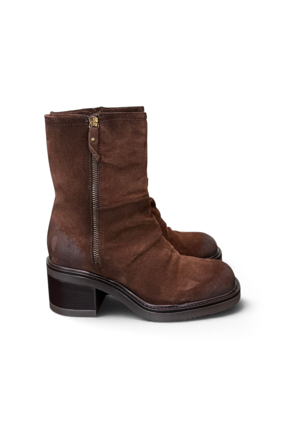 Stivaletto arricciato suede marrone Mjus<BR/> 